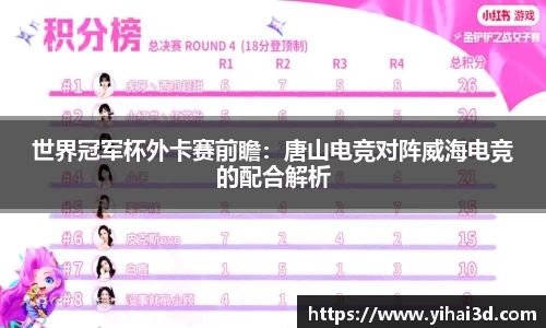 世界冠军杯外卡赛前瞻：唐山电竞对阵威海电竞的配合解析